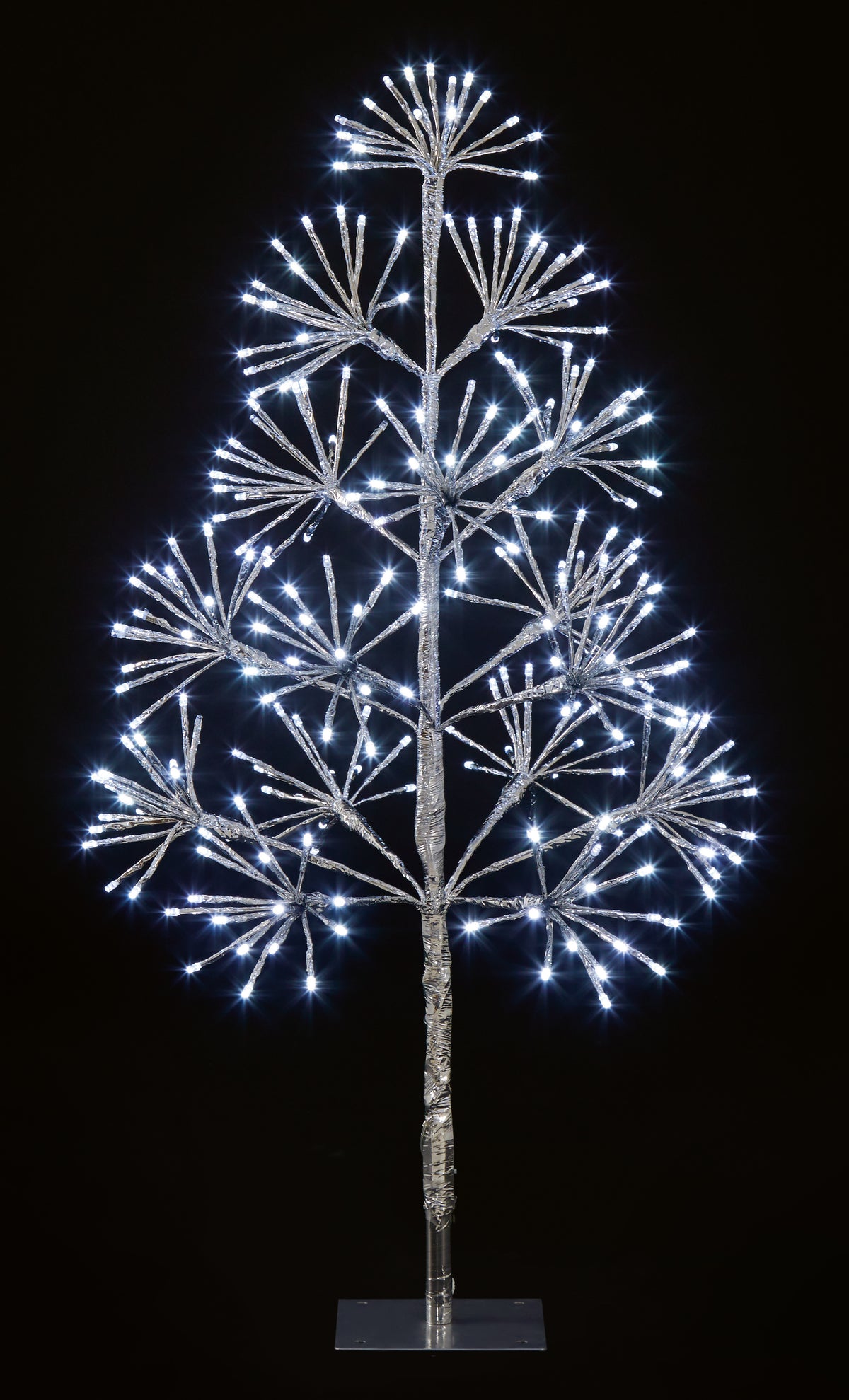 Premier - Cool / Cold / Bright White LED Silver Starburst Tree with Twinkling Lights