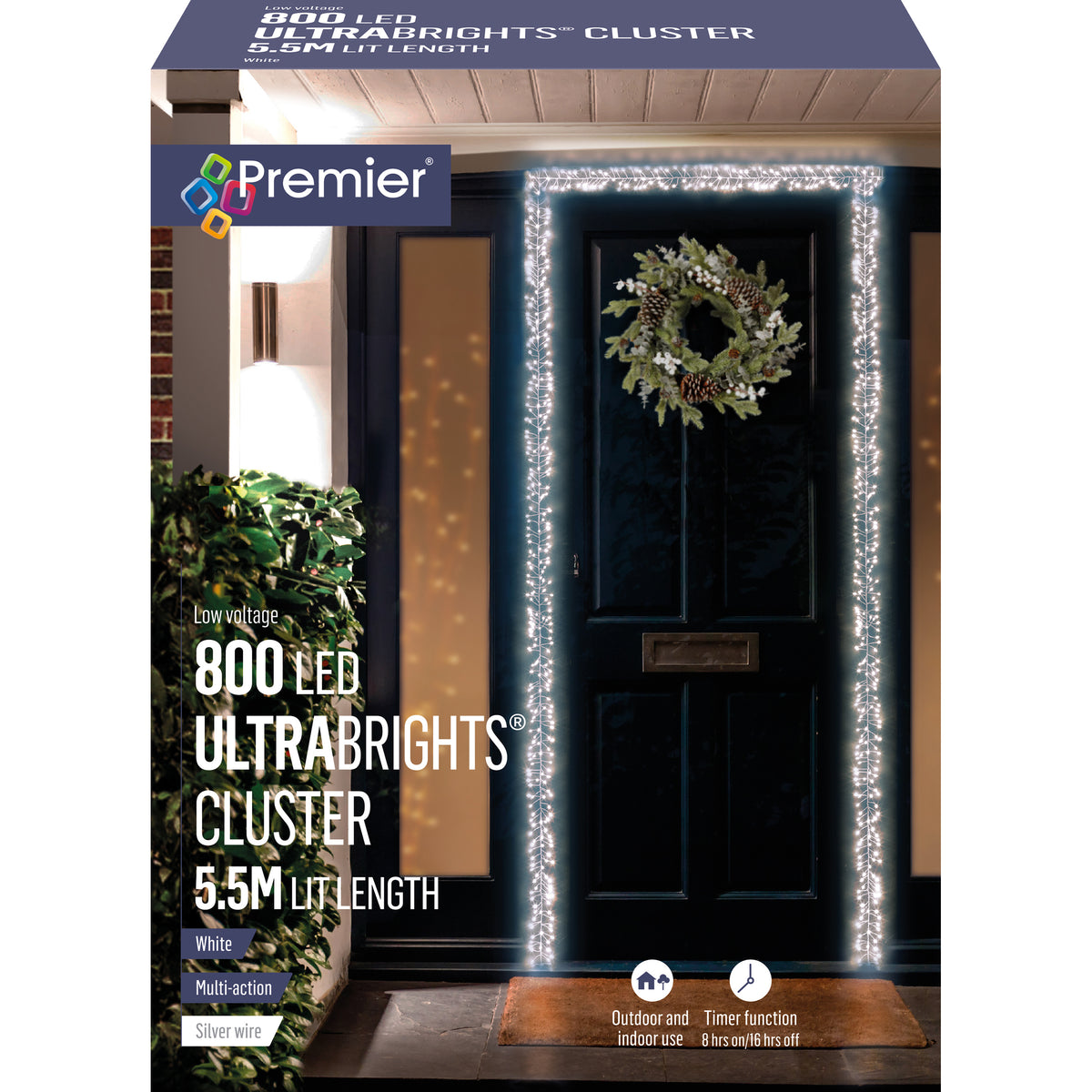 Premier Ultrabrights Door Garland Cluster Lights 5.5m 800 LEDs