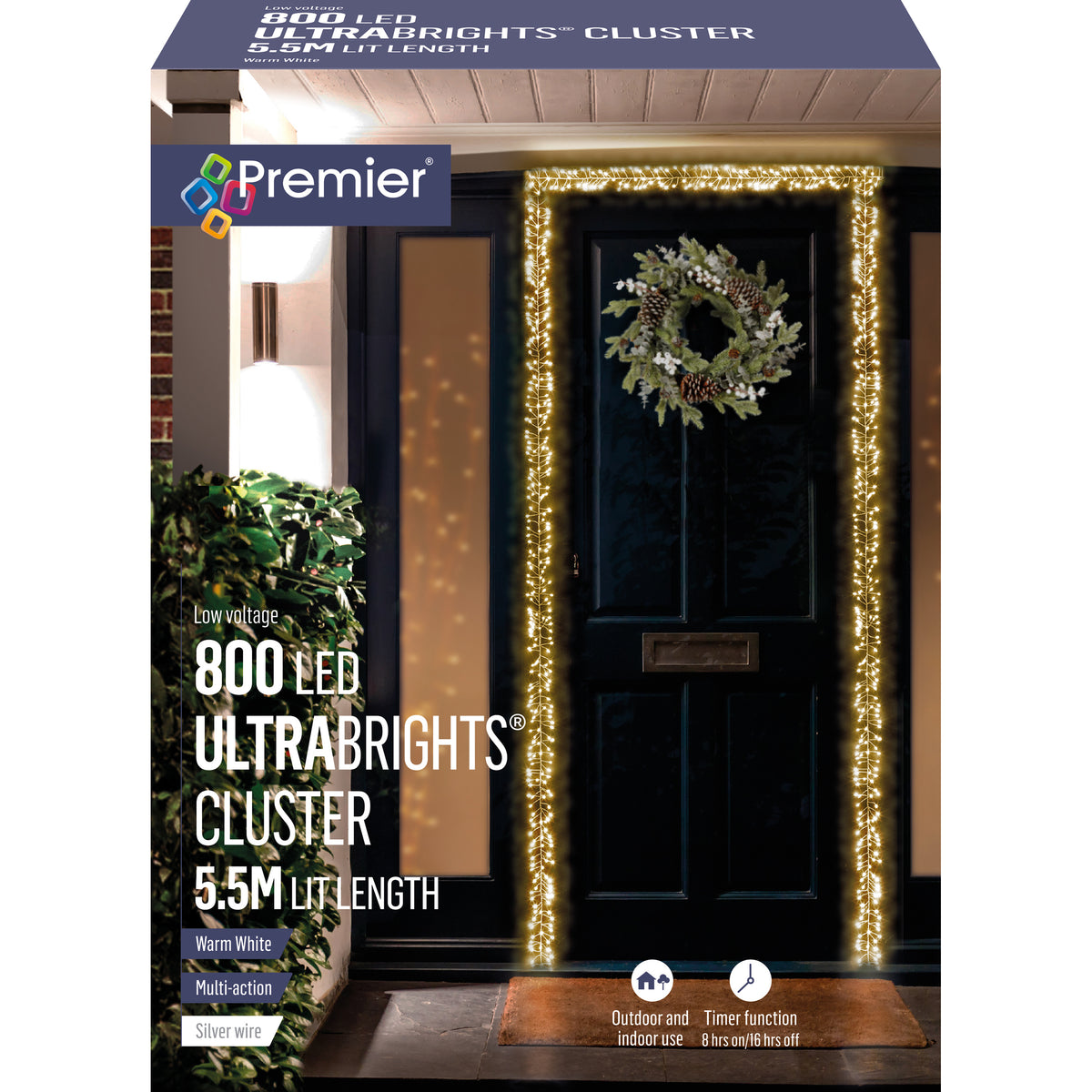 Premier Ultrabrights Door Garland Cluster Lights 5.5m 800 LEDs