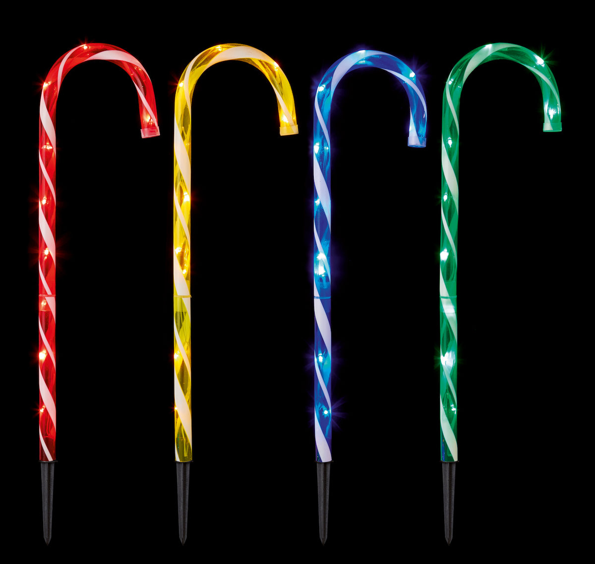 Large 62cm Multi Coloured Candy Cane Path LED Lights - Set of 4