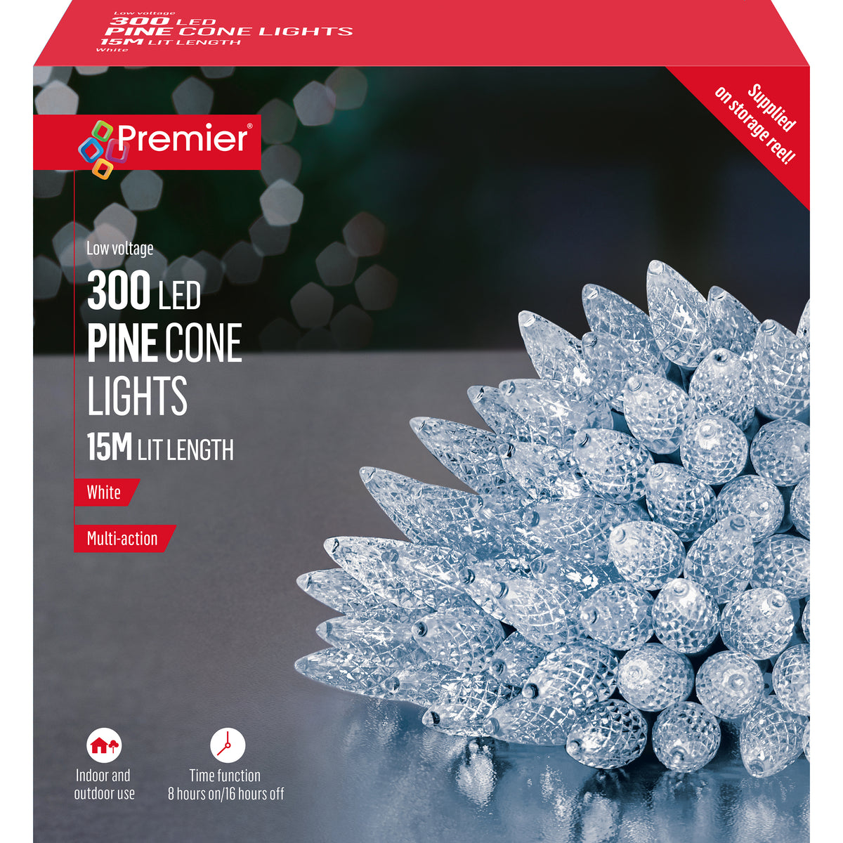 Cool / Cold White Pinecone LED Multi Action with Timer Function - Set of 300