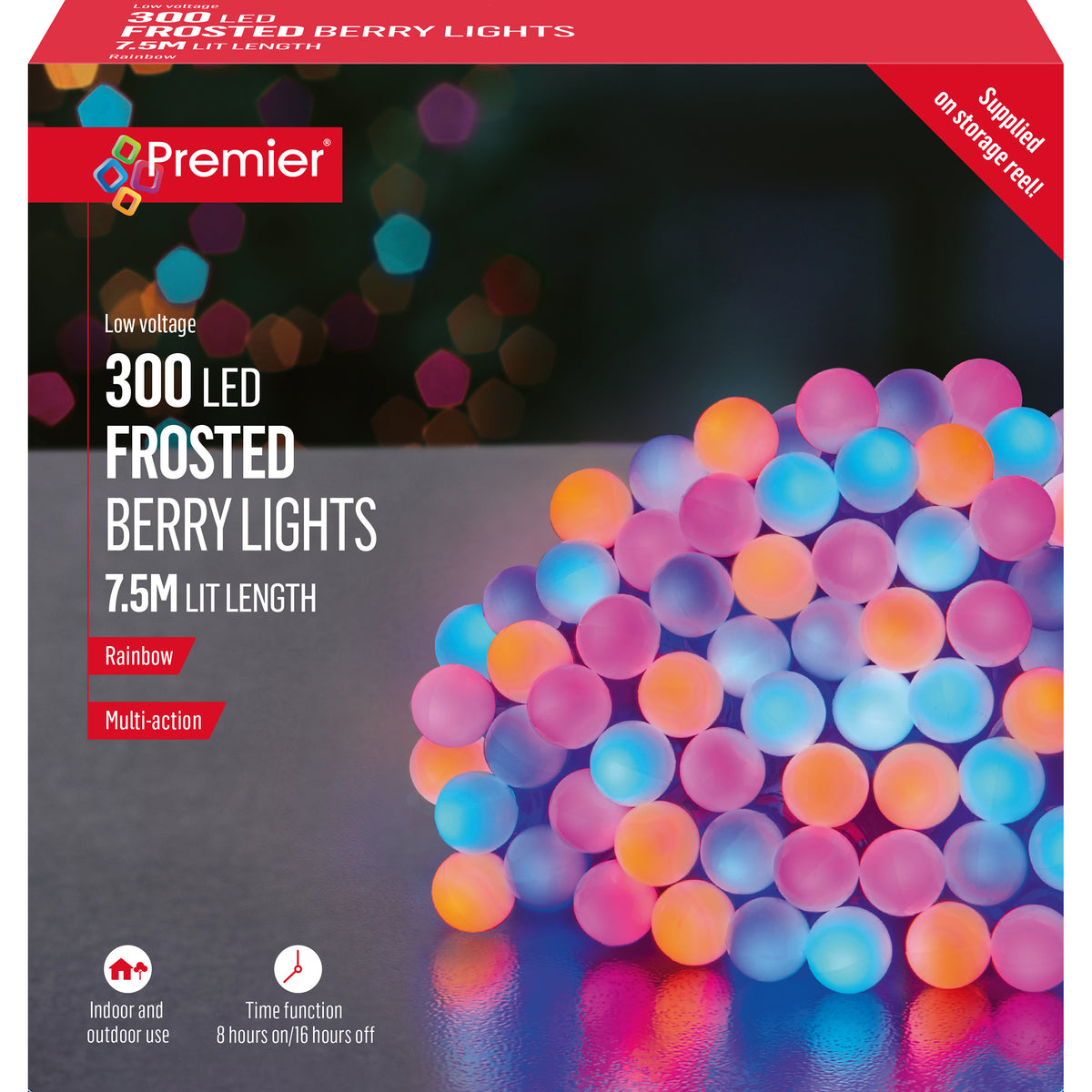 Rainbow Frosted Berry LED Multi Action with Timer Function - Set of 300