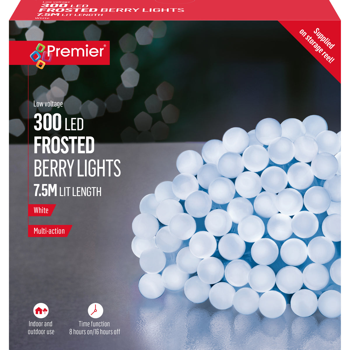 Cool / Cold White Frosted Berry LED Multi Action with Timer Function - Set of 300