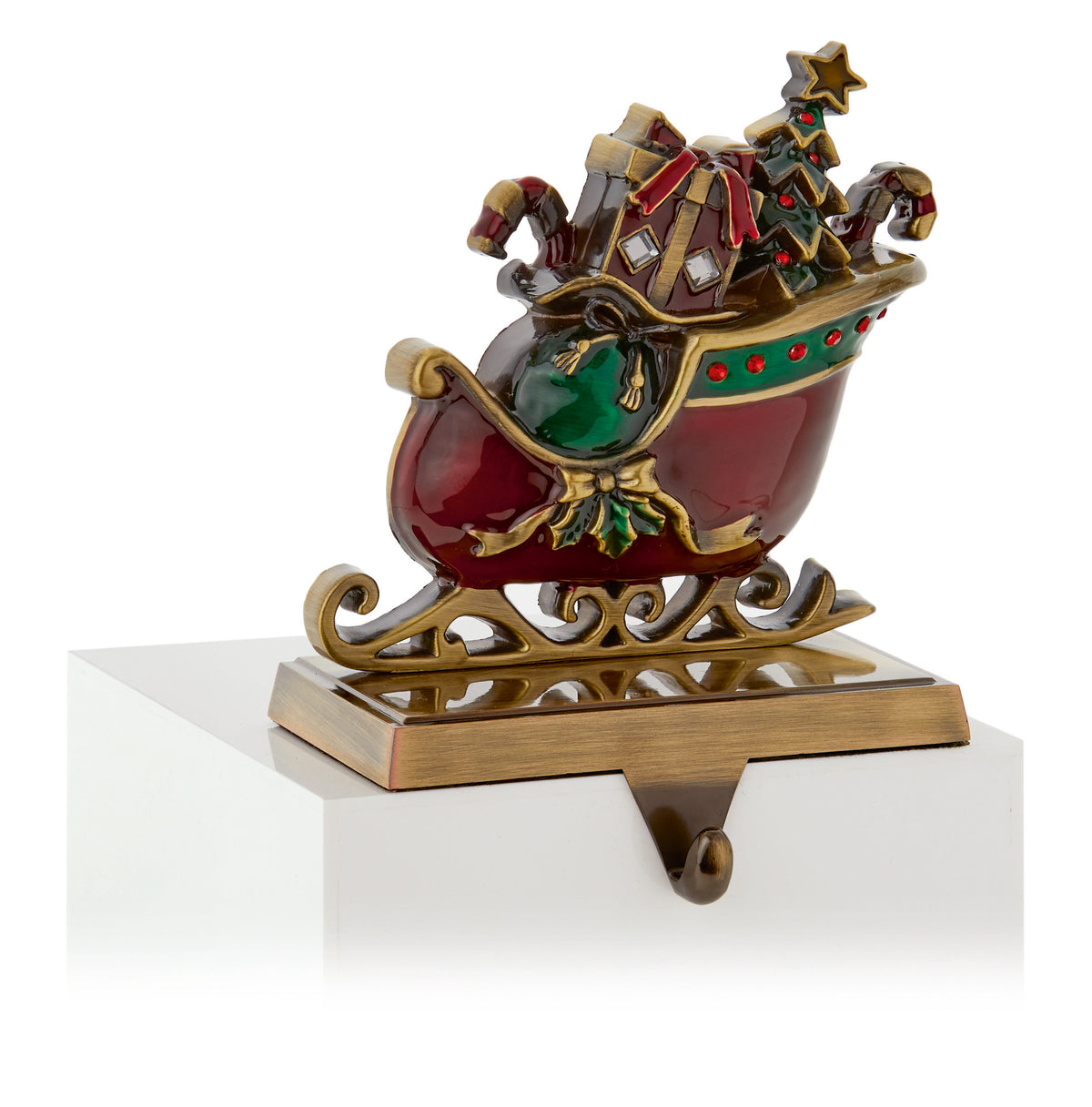 Coloured Metal Sleigh Stocking Hanger