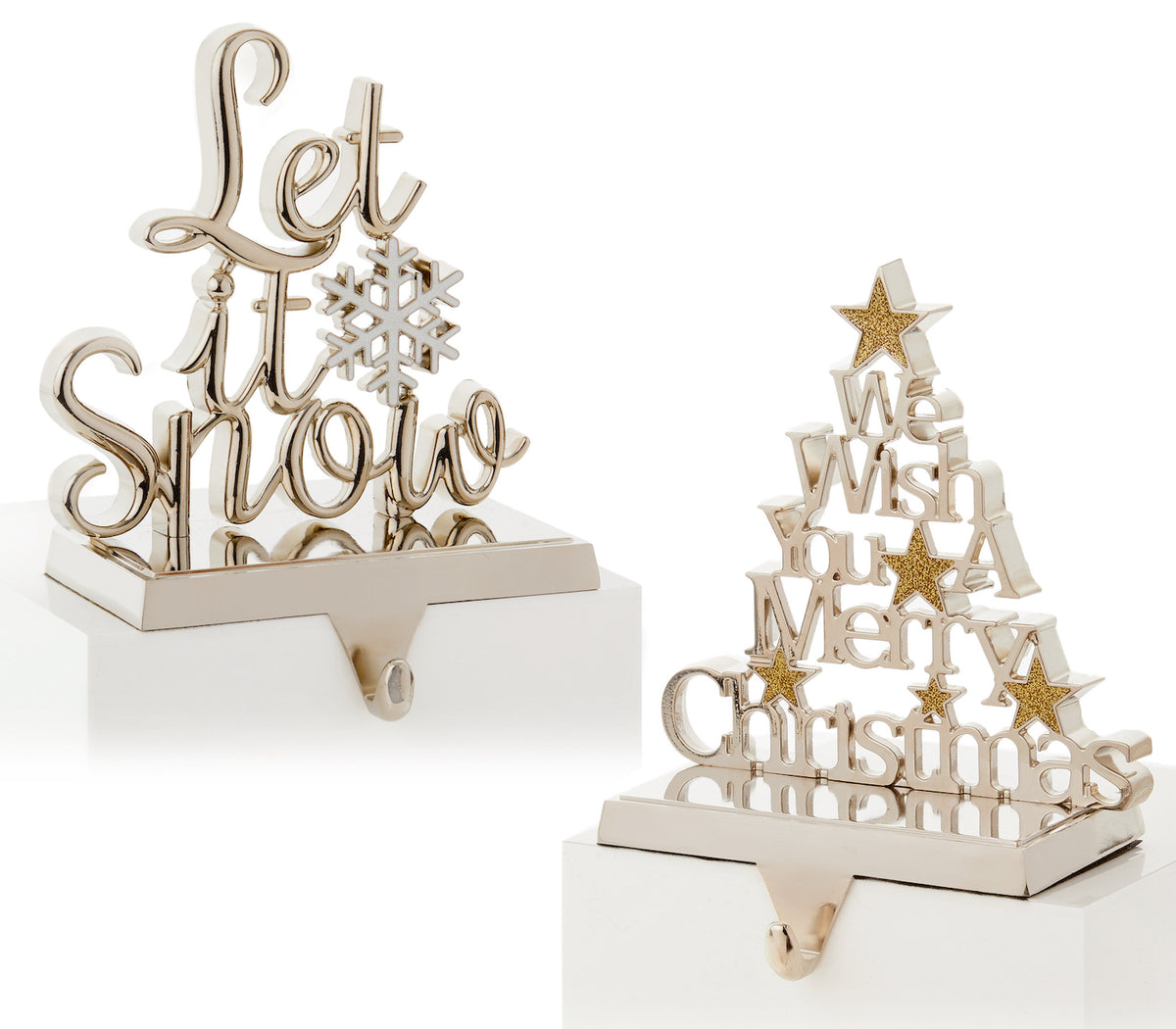 Silver 'Let It Snow' Stocking Hanger