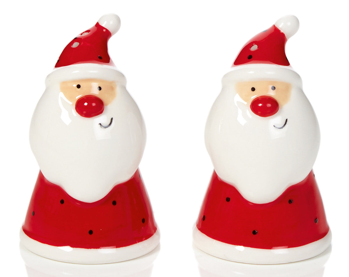 Red Jingle Santa Christmas Salt and Pepper Pots / Shaker - Set of 2