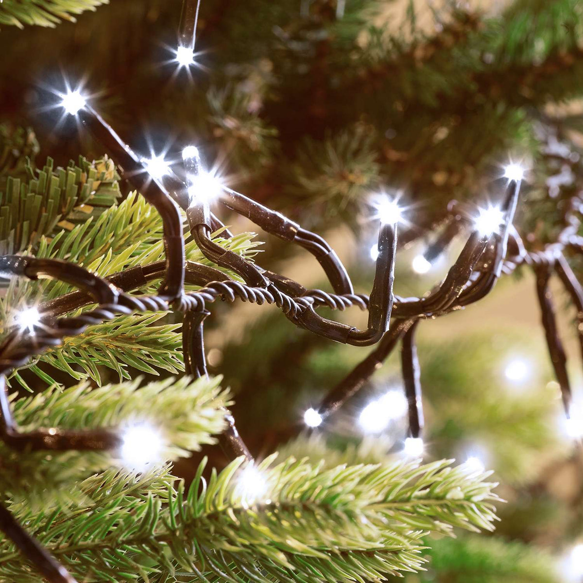 Megabrights - Cool White LED Multi Action Christmas Cluster Brights String Lights