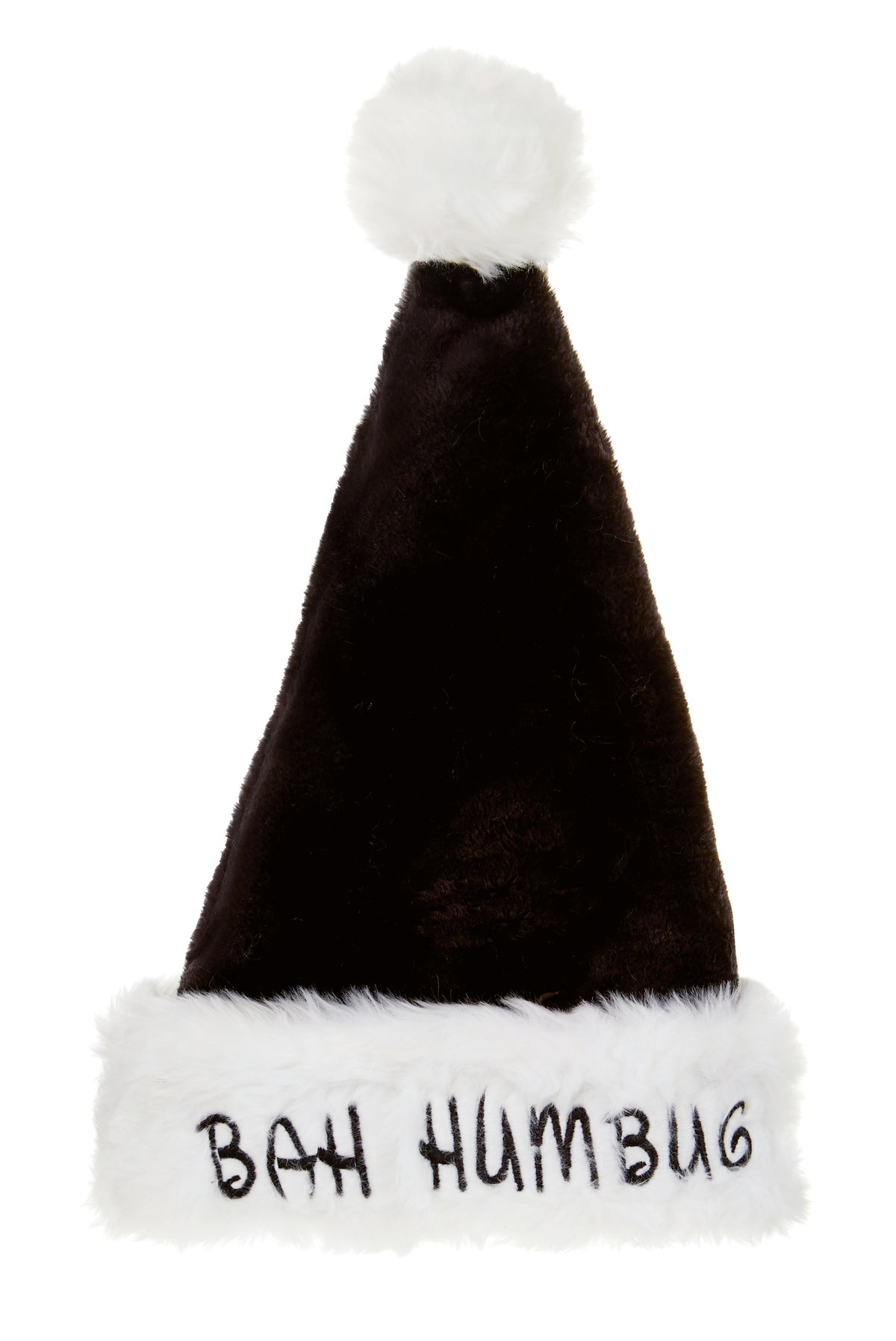 Deluxe Santa Hat- Black Bah Humbug