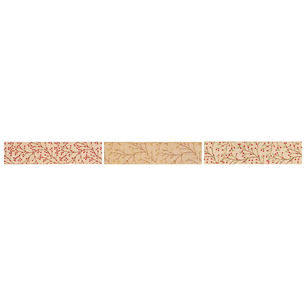 Ornate Christmas Glitter Berry Detailed Ribbon - 2.7m