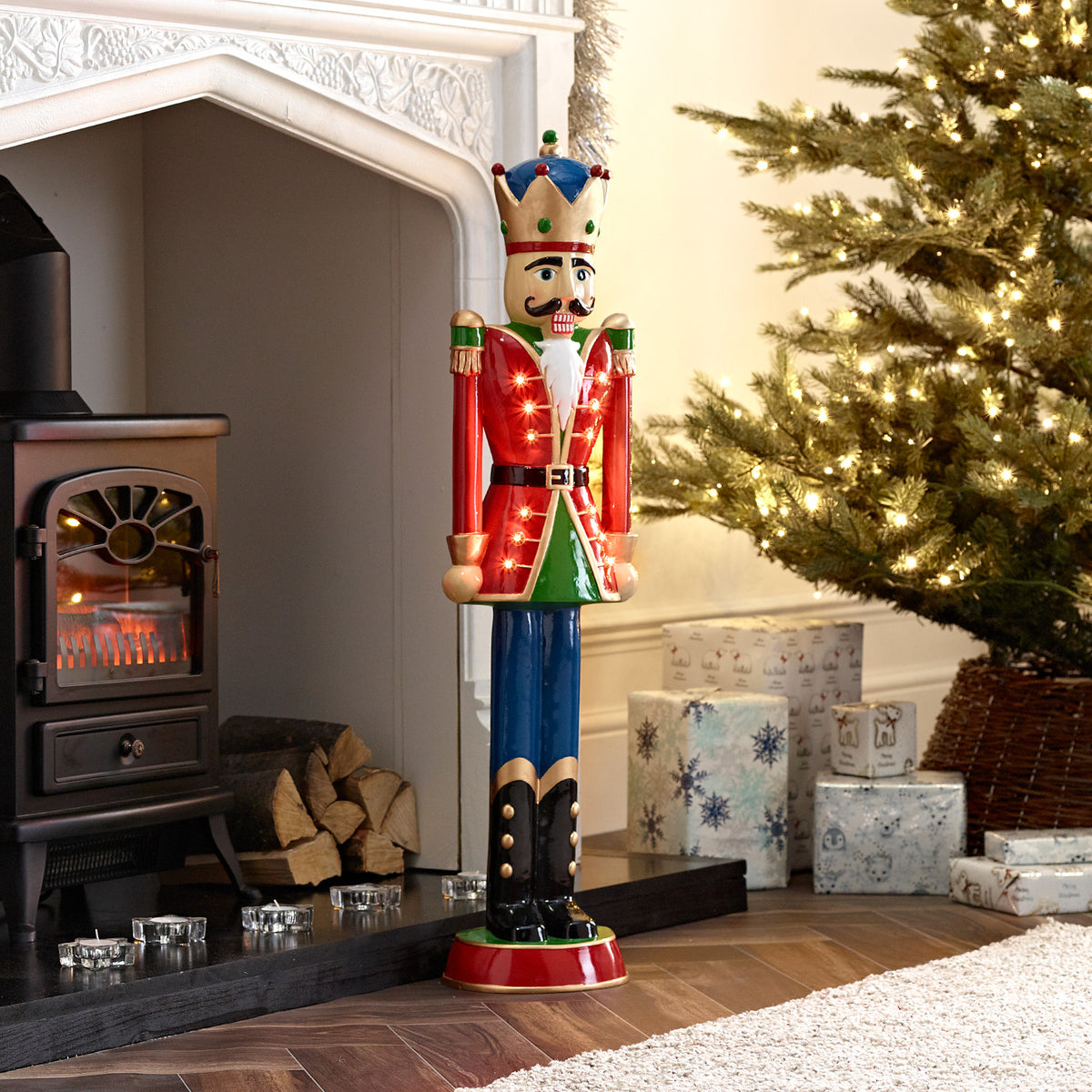 Norbert The 3ft Red Large Light Up LED Christmas Nutcracker