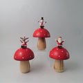 Wooden Toadstool with Christmas Figure on Top