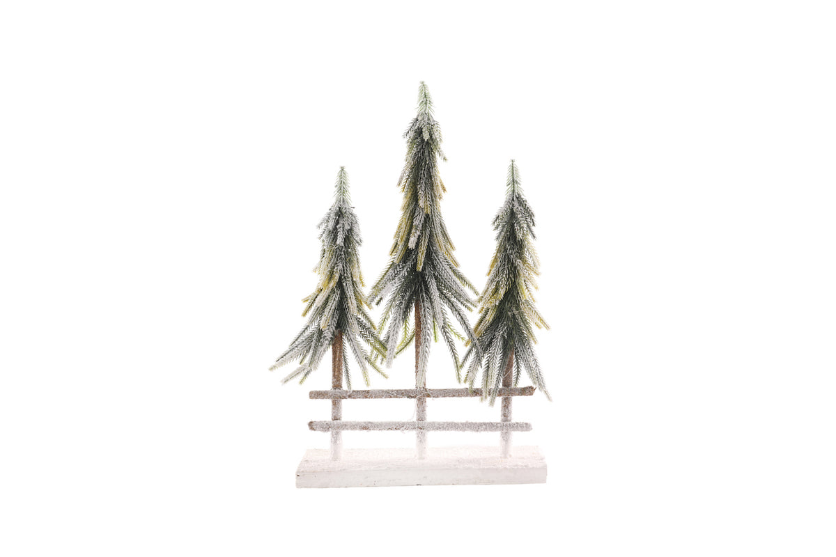 Trio of Snowy Christmas Trees Window Ledge Decoration - 45cm