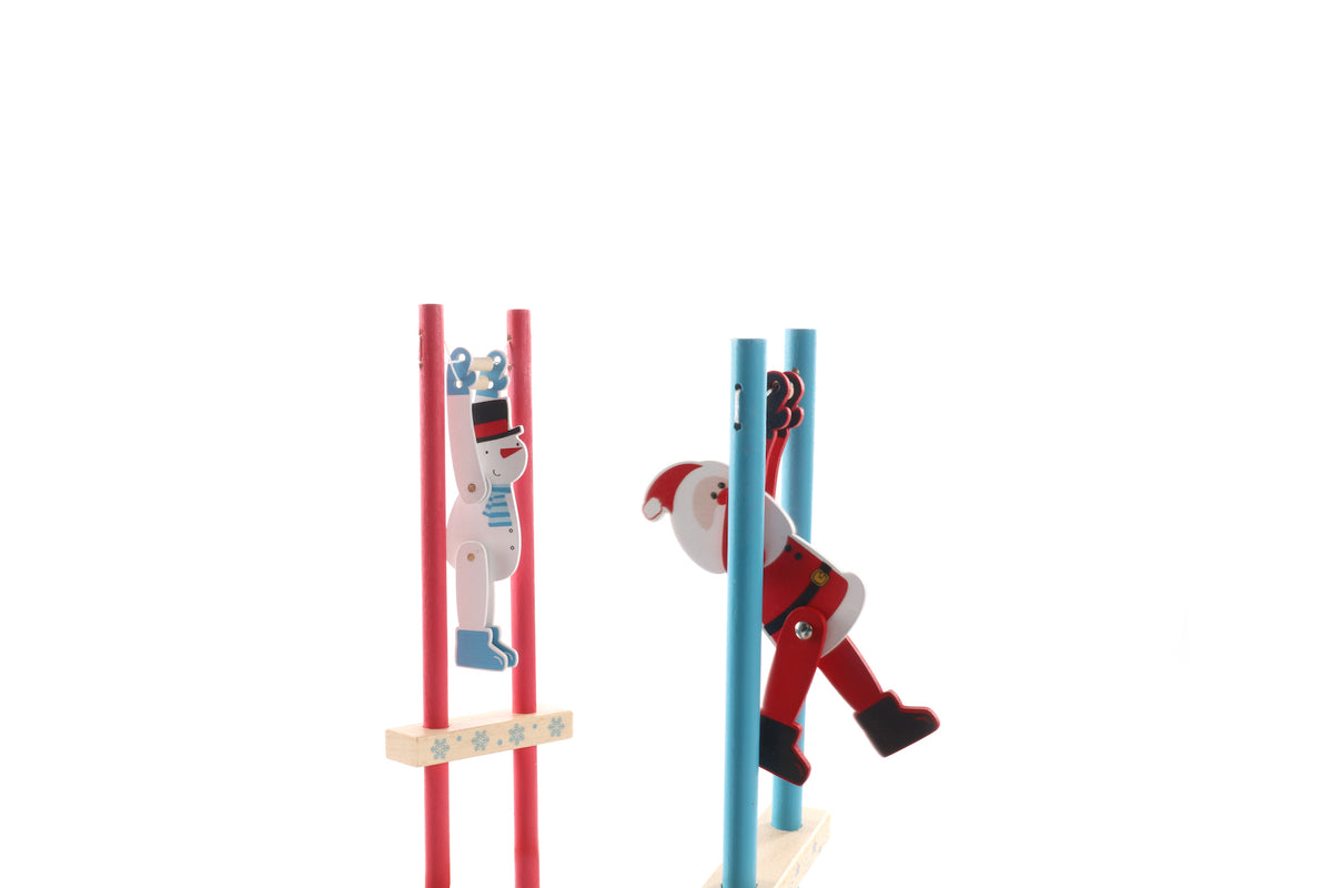 Red or Blue Wooden Acrobatic Santa or Snowman