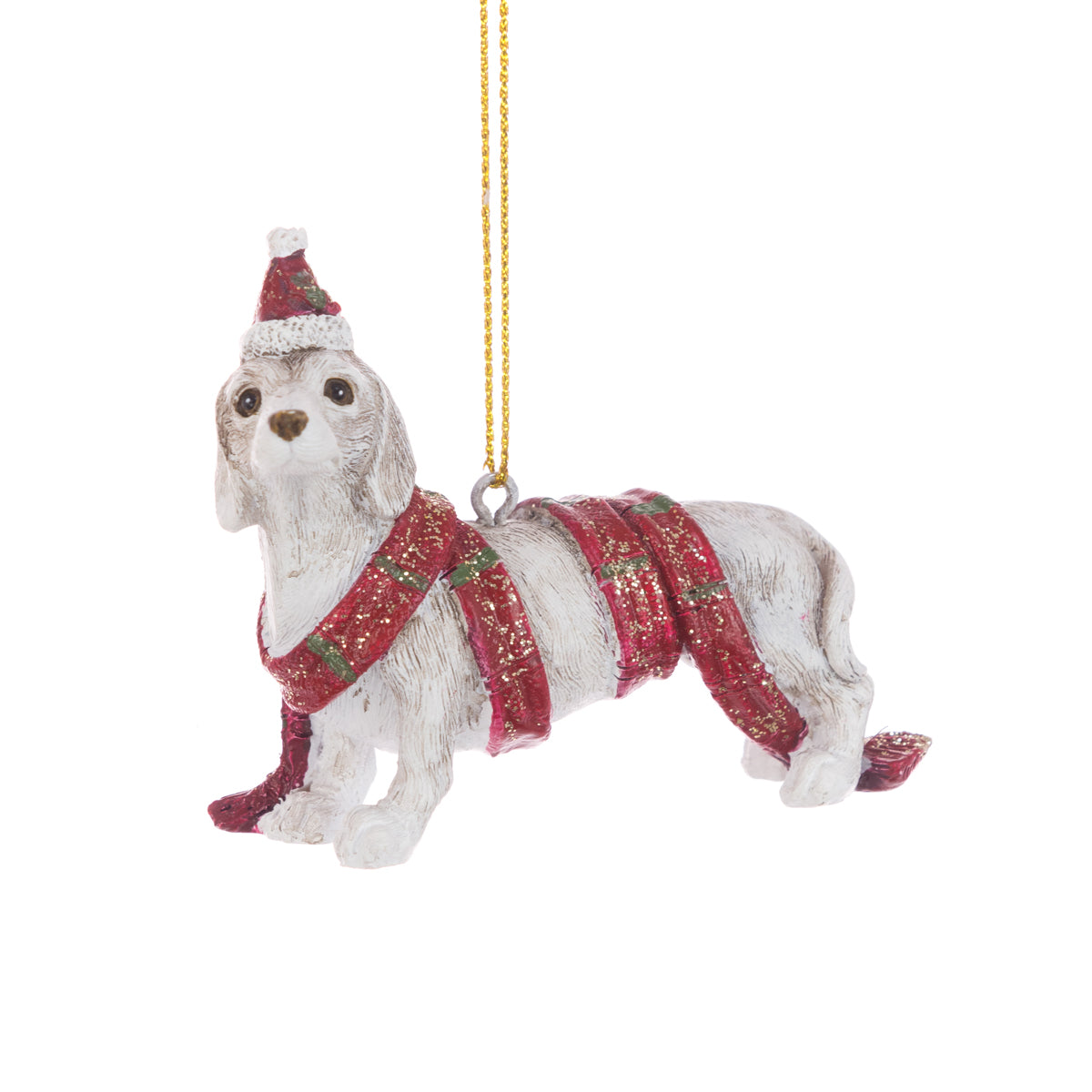 Resin Dachshund Sausage Dog Christmas Hanging Decoration