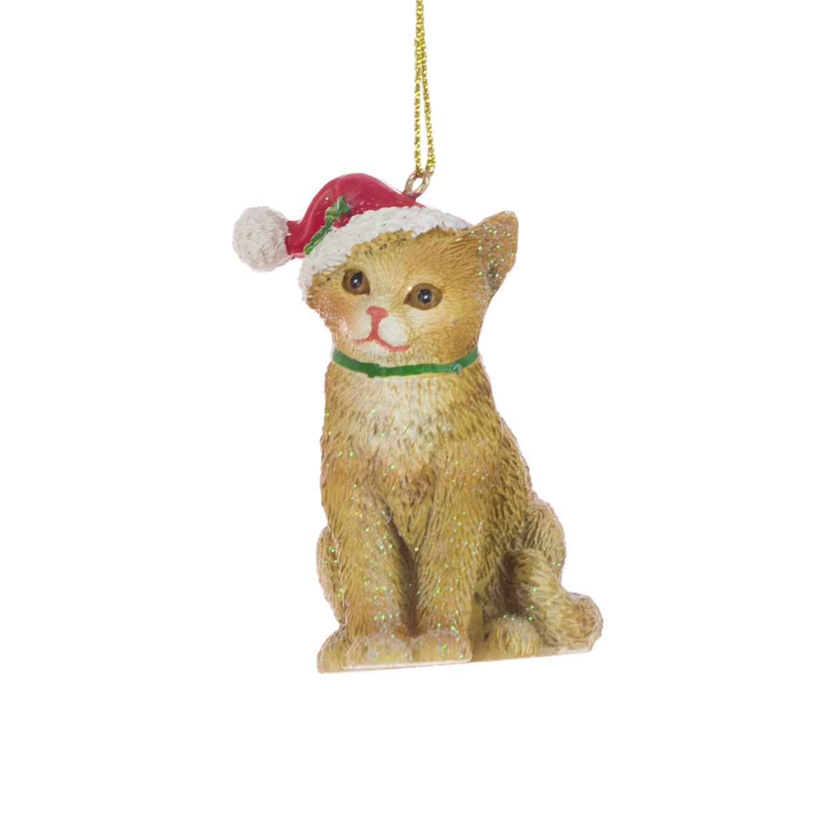 Cat with Santa Hat Christmas Tree Bauble Hanging Decoration
