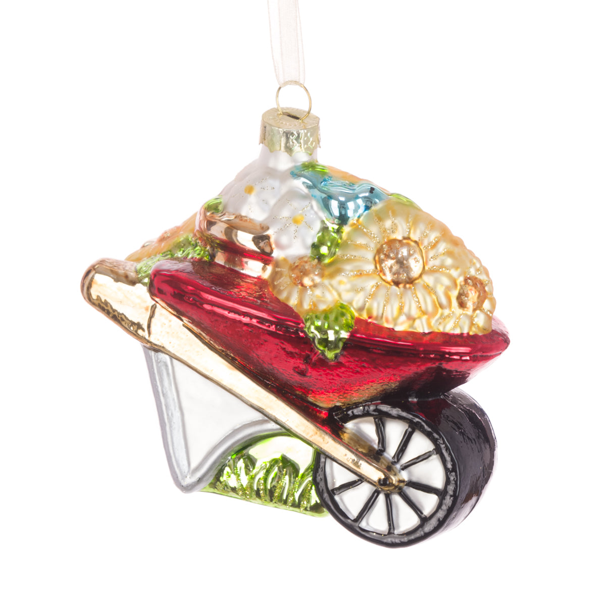 Glass Wheelbarrow Hanging Bauble Decoration