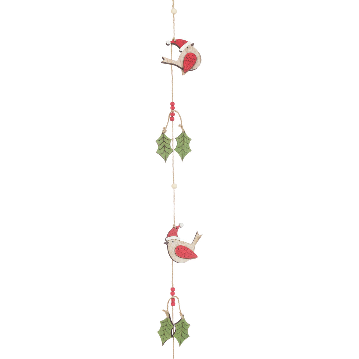 Christmas Wooden Bird & Holly Garland