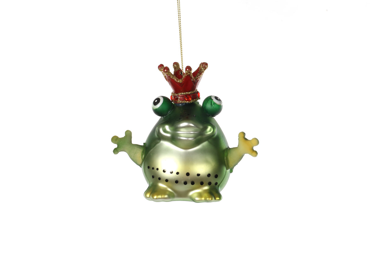 Frog Prince Glass Christmas Bauble - 11cm
