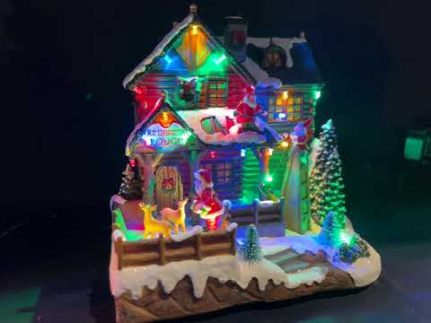 LED Multi-Coloured Light Up Santa's Reindeer Lodge Village House