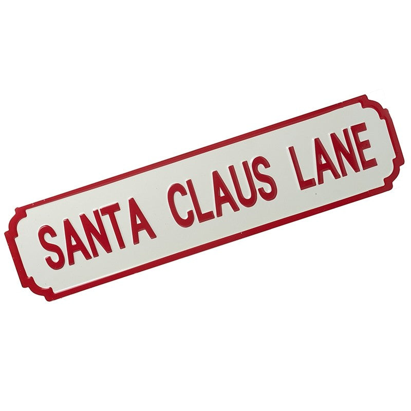 Large Red & White Santa Claus Lane Sign - 71cm