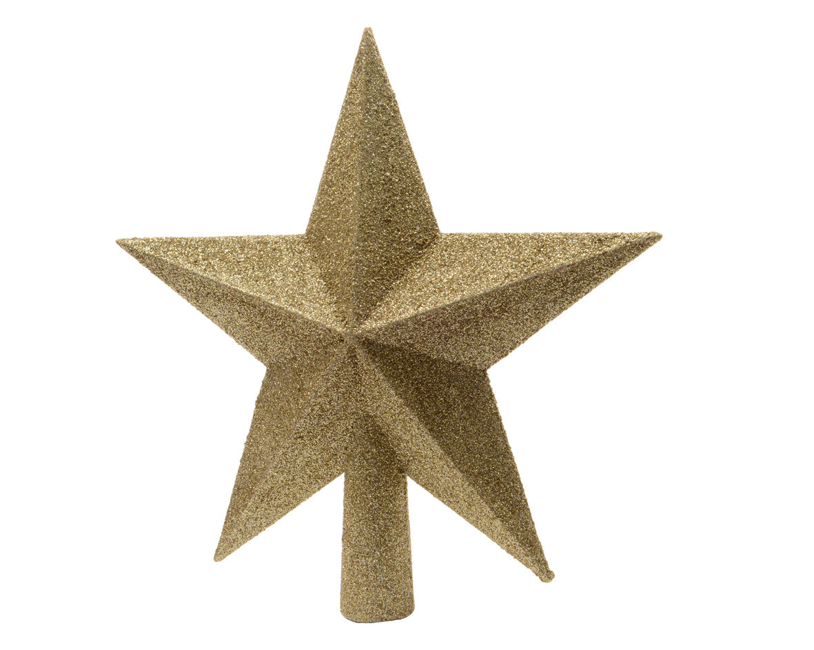 Light Gold Large Shatterproof Glitter Star Tree Topper