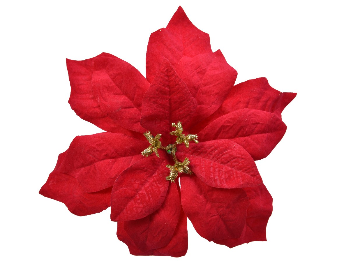 Red Artificial Poinsettia Flower with Clip