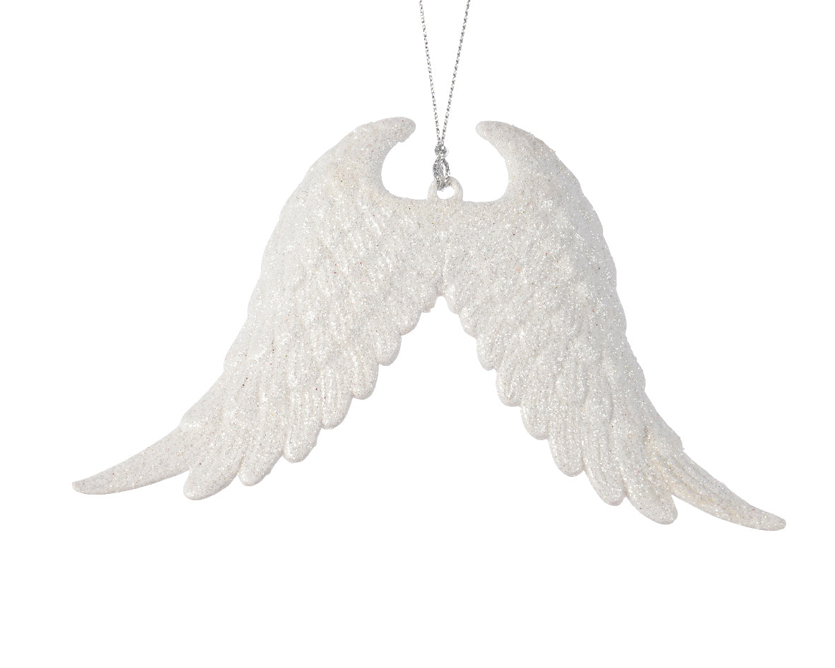 Winter White Angel Wing Hanging Decoration