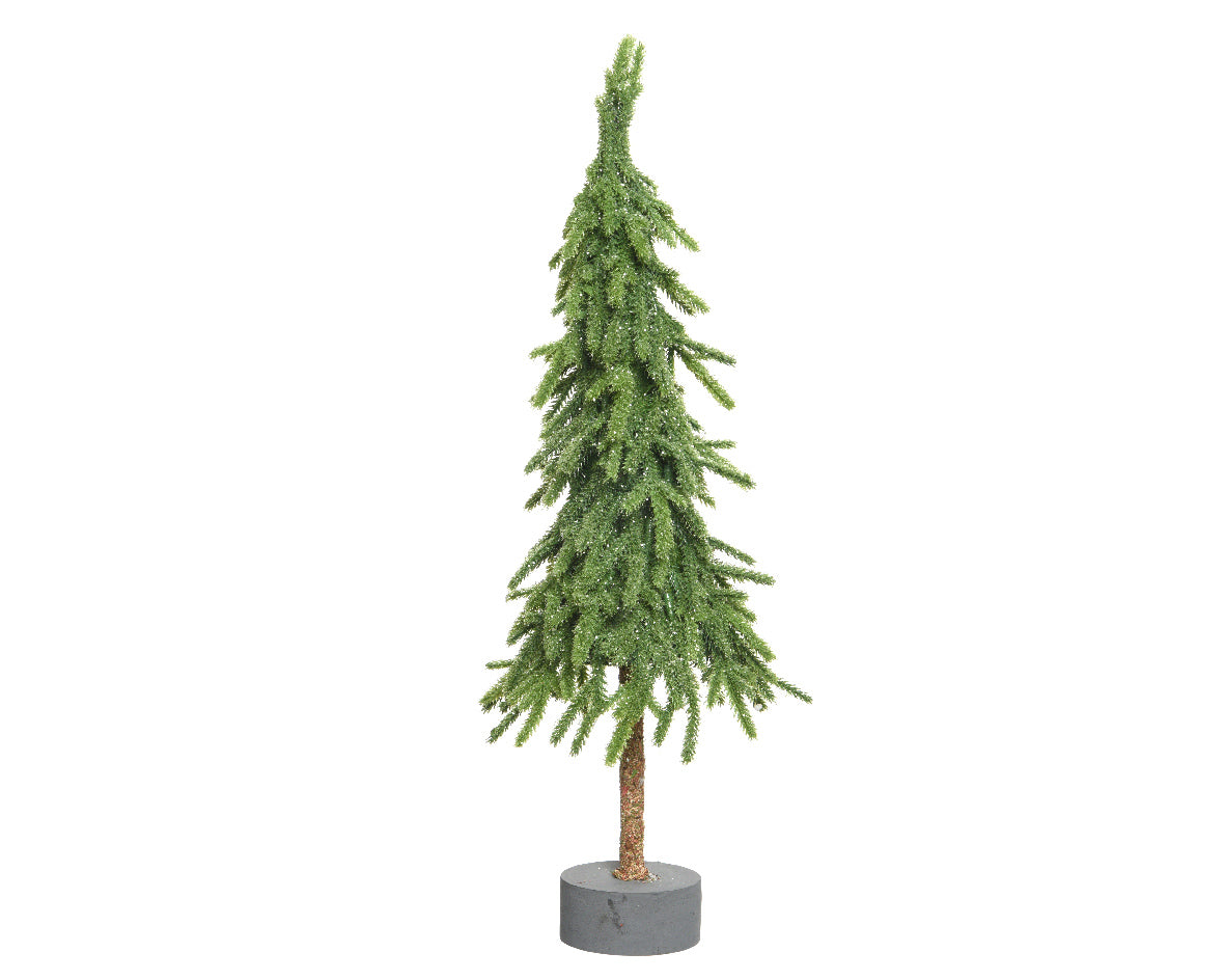 Mini Christmas Tree with Wooden Foot and Glittery Finish