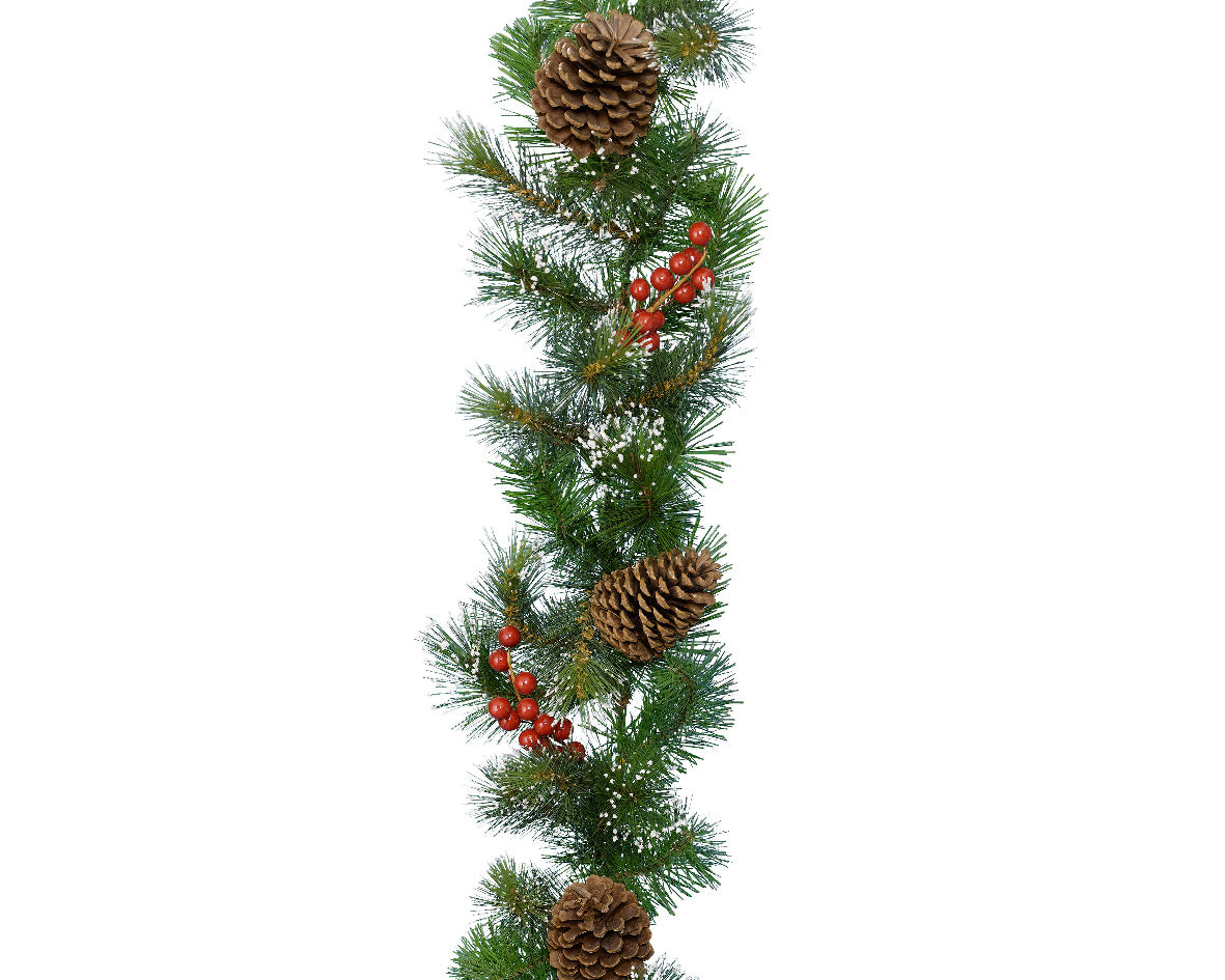 Everlands Snowy Berries & Pinecone Ipswich Christmas Garland - 270cm