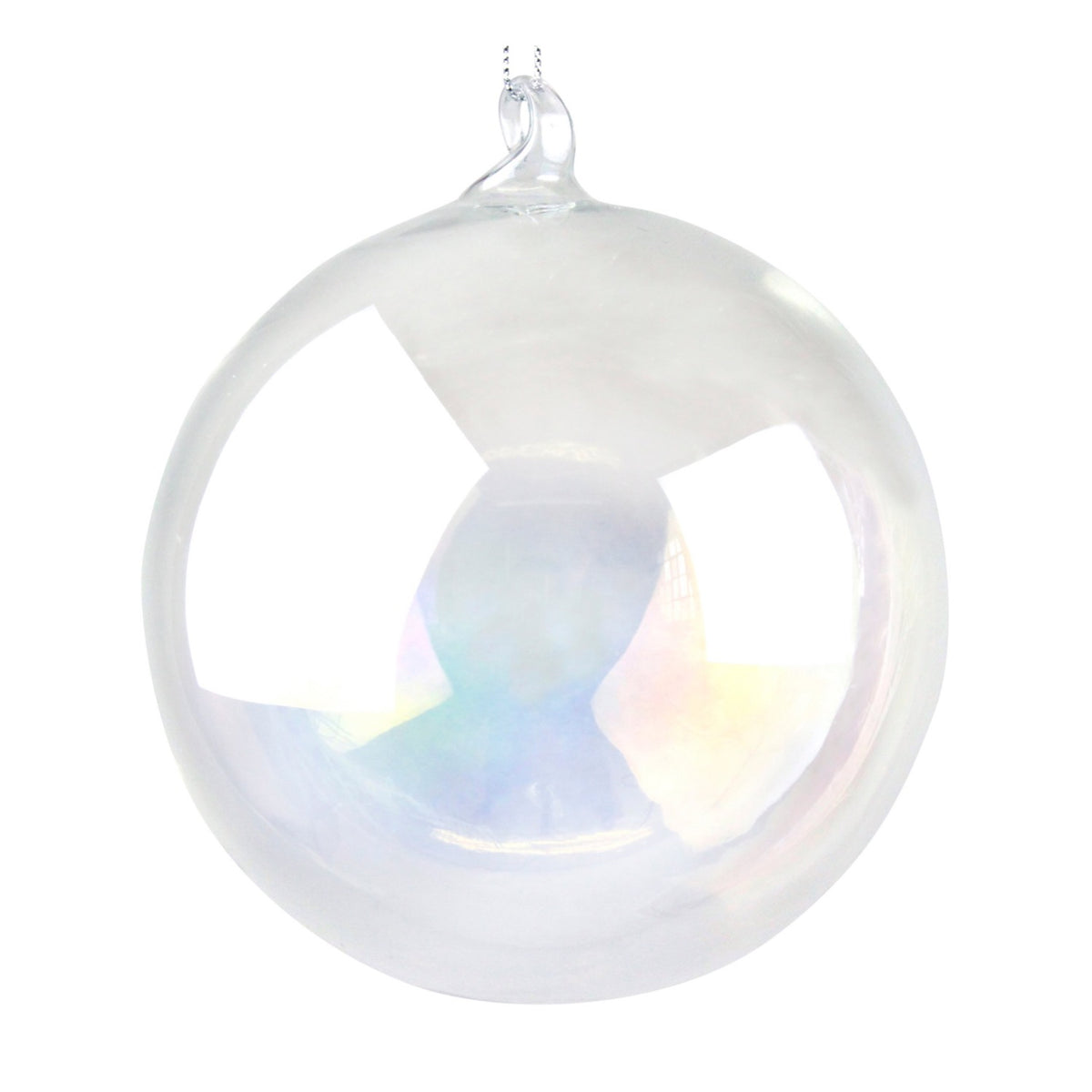 Gisela Graham - Clear Glass Iridescent Soap Bubble Christmas Tree Decoration - Large 10cm