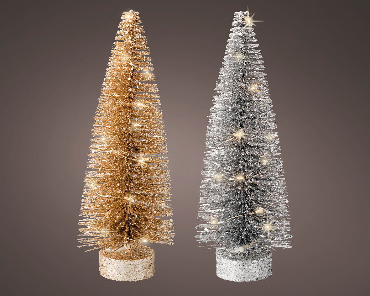 Small Micro LED Glitter Brush Tree - 26cm