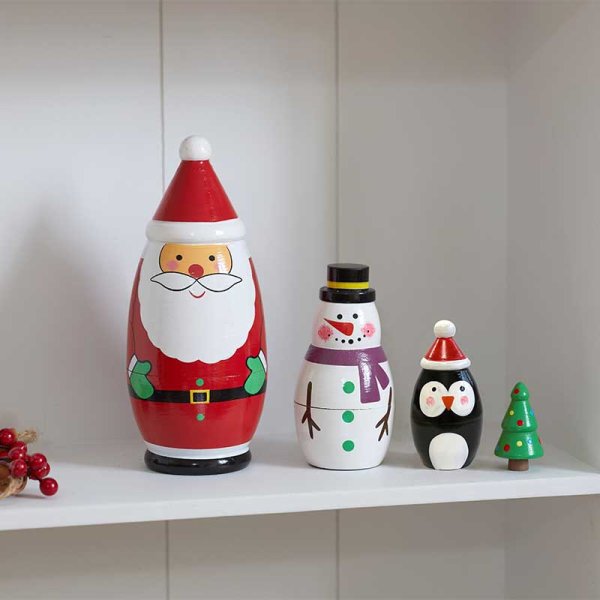 Santa's Secret! Stacking Doll 4 in 1 Festive Figurines