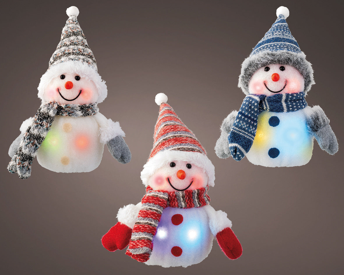 Flashing LED Snowman Figurine
