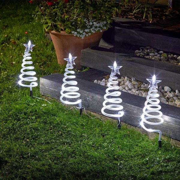 TreeSpiral Stakes Cool White / Path Lights - Set of 4