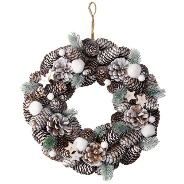 FrostPine Artificial Decorated Christmas Wreath - 36cm