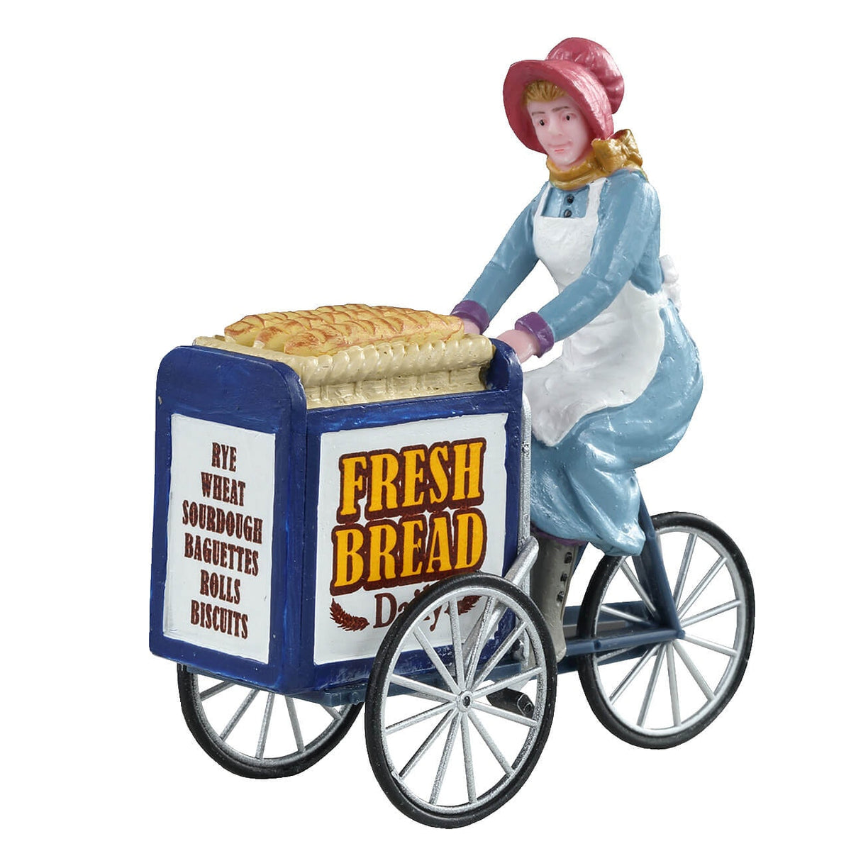 Lemax Bakery Delivery- Bonnet Lady on Bicycle