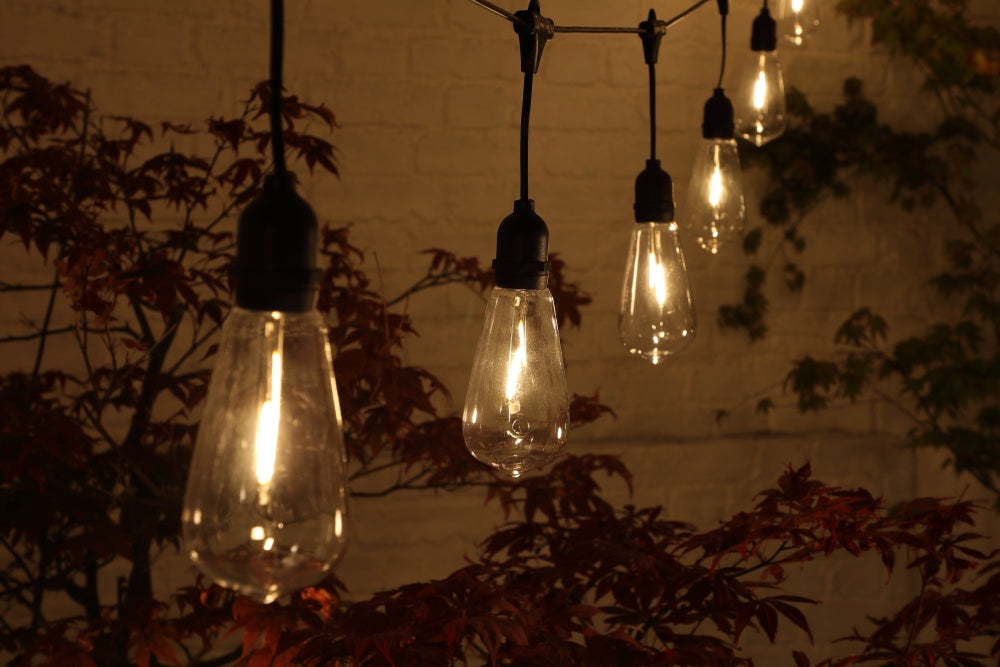 NOMA 20 Large Edison Filament Style Festoon Connectable Lights with Drop Warm White - 7.6m