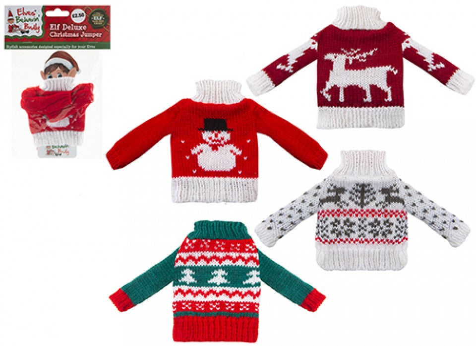 Elves Behavin Badly Deluxe Knitted Elf Christmas Jumper Southwood Christmas Shop