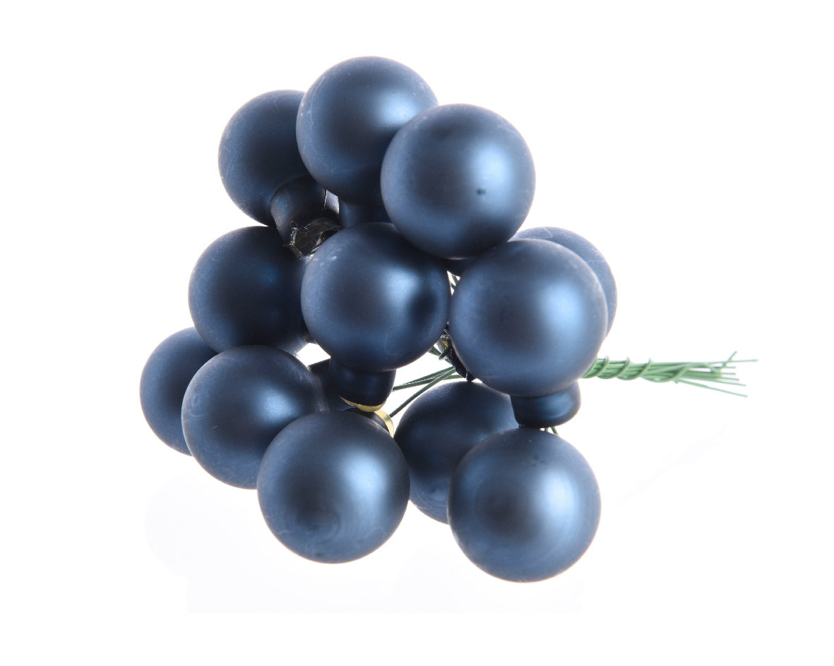 Night Blue Glass Baubles on a Wire - Bunch of 12 (2cm) - Matt Finish