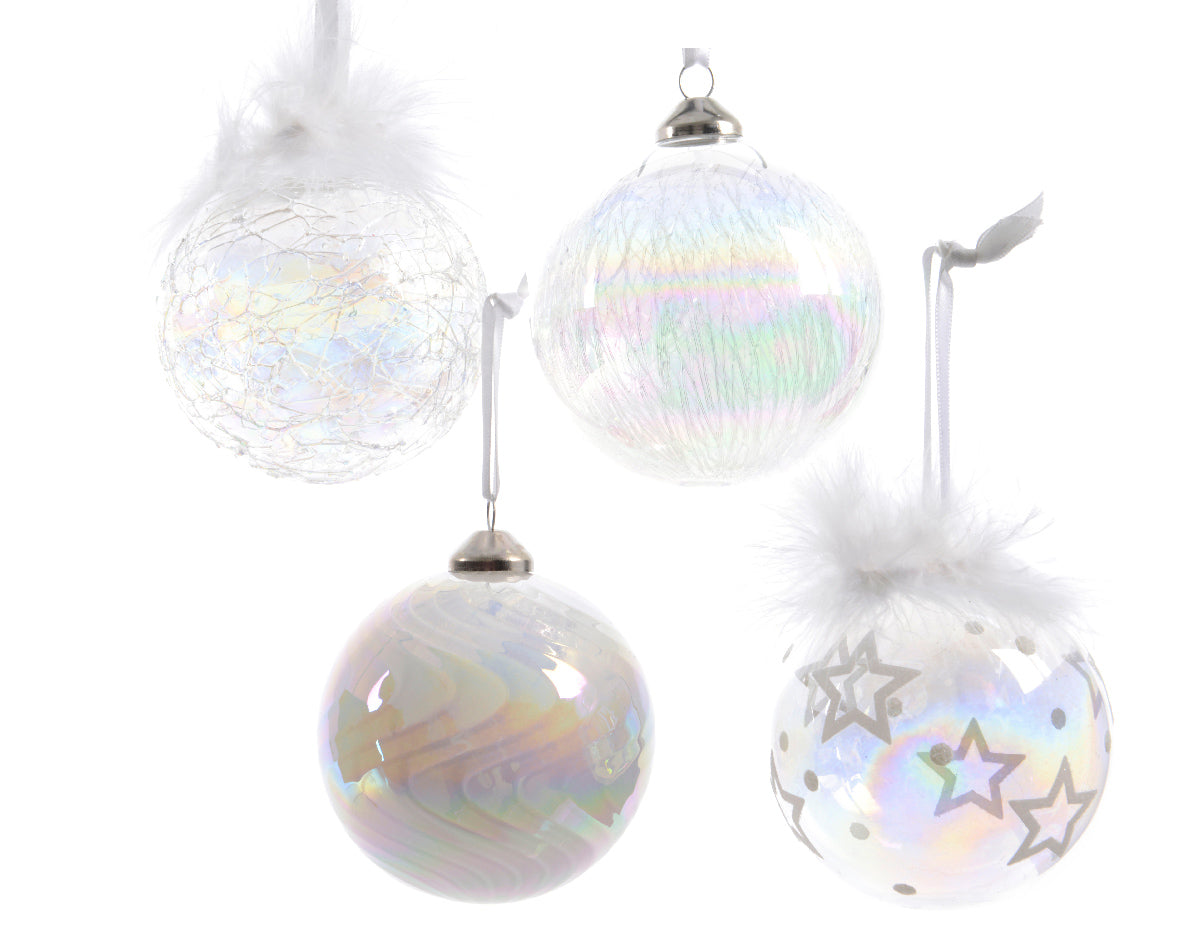 Glass Iridescent Bauble - 8cm