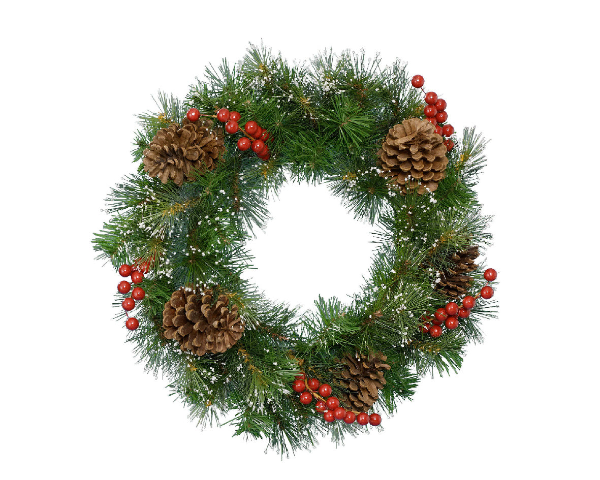 Snowy Berries & Pinecone Ipswich Wreath - 50cm
