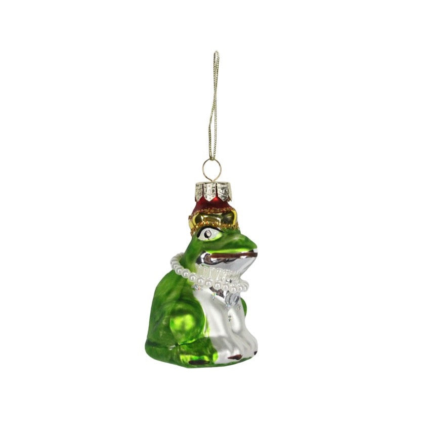 Gisela Graham - Painted Glass King Frog Christmas Tree Decoration / Ba ...