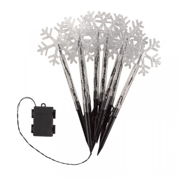 Snowflake SnowDécor Christmas Light Up Garden Stakes / Path Lights - Set of 8 - 35cm / 24 LEDs