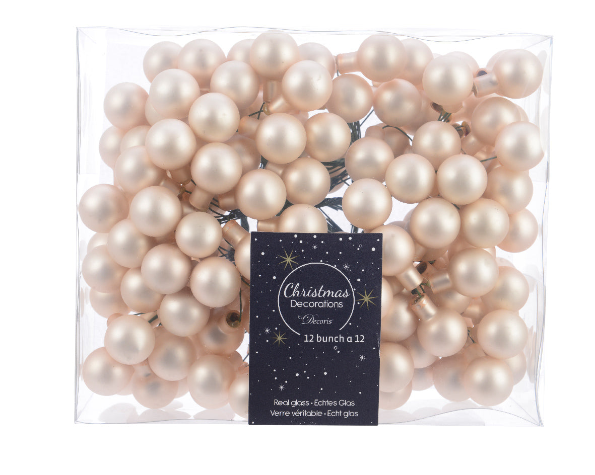 Pearl Mini Glass Baubles on a Wire - Bunch of 10 (2cm) - Matt Finish