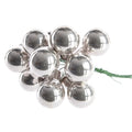 Silver Mini Glass Baubles on a Wire - Bunch of 10 (2cm) - Shiny Finish
