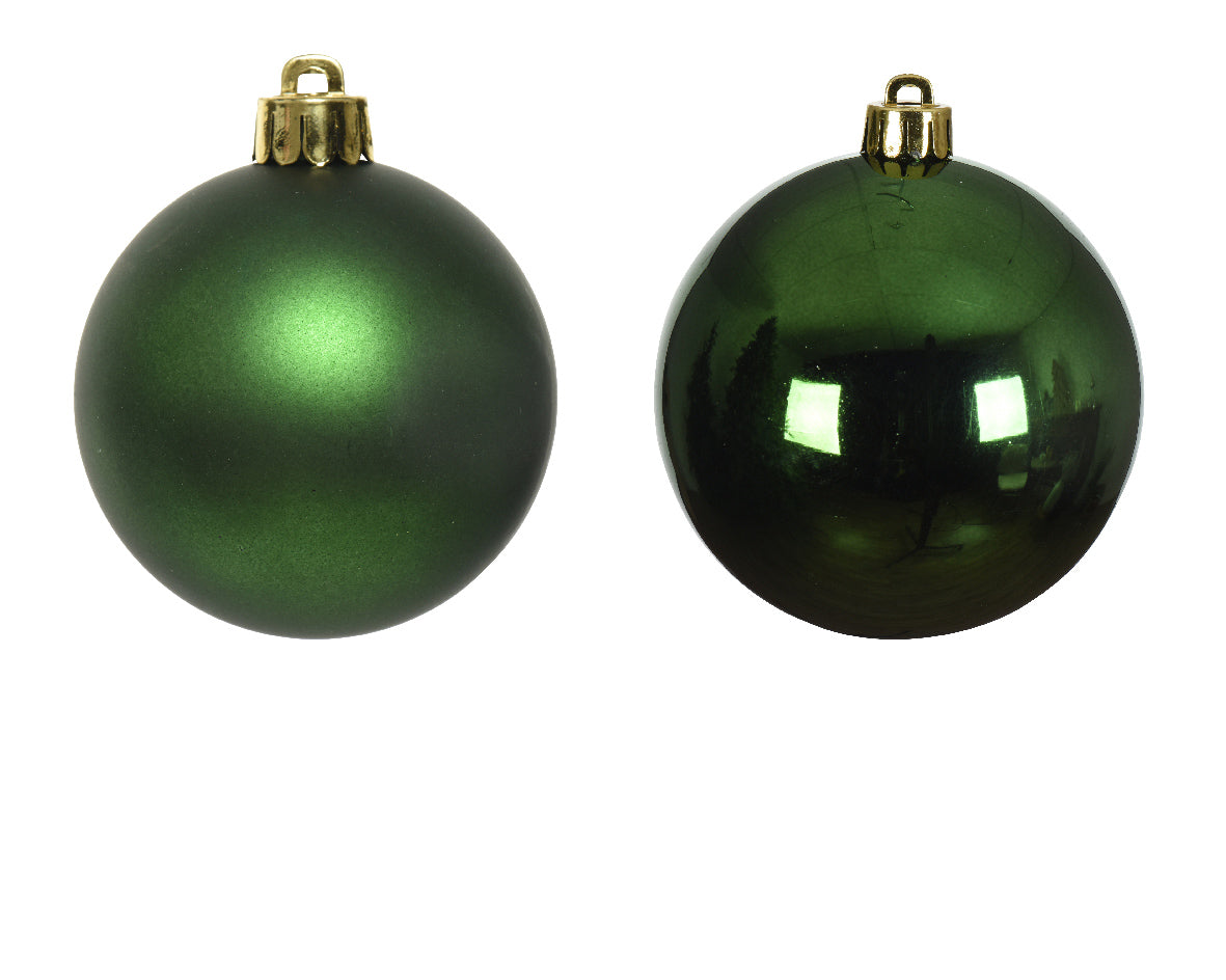 Pine Green Shatterproof Shiny and Matt Baubles - Box of 12