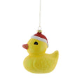 Glitter Yellow Duck with Santa Hat Hanging Bauble Decoration