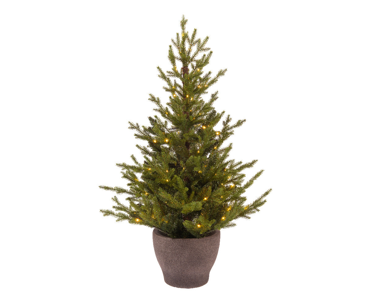 Everlands Potted Norway Spruce Pre-Lit Artificial Christmas Tree - Battery Operated