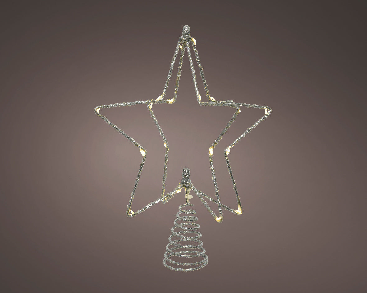 Silver LED Star Glitter Silhouette Tree Topper