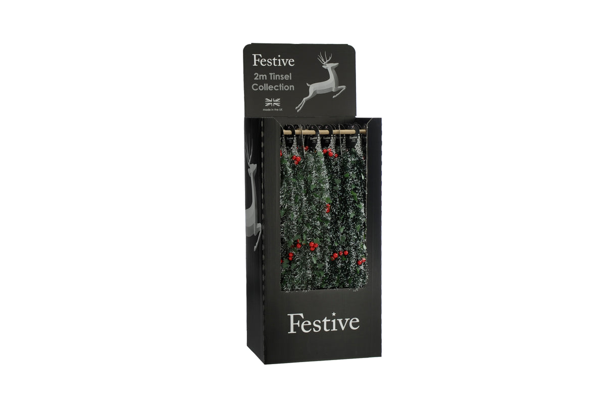 Holly Leaf Tinsel with Red Christmas Berries